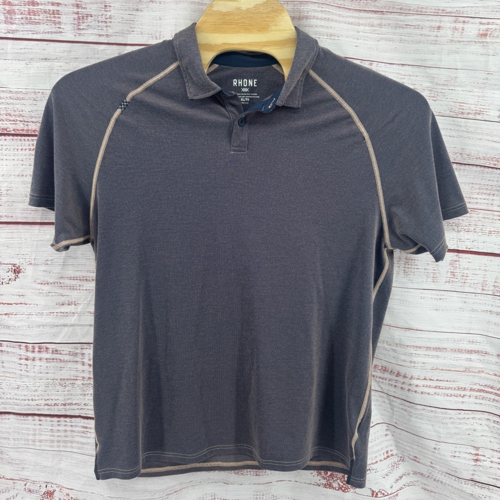 Rhone Polo Shirt Mens XL‎ Gray Heather Performance Raglan Short Sleeve